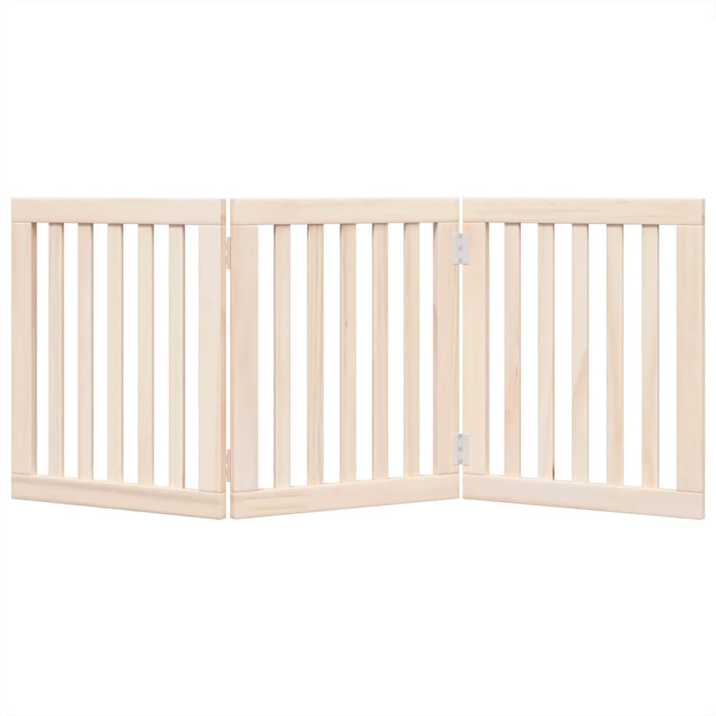 HKM-8088253 Foldable 3-Panel Dog Gate in Poplar Wood - 150 cm Long Activity Barrier