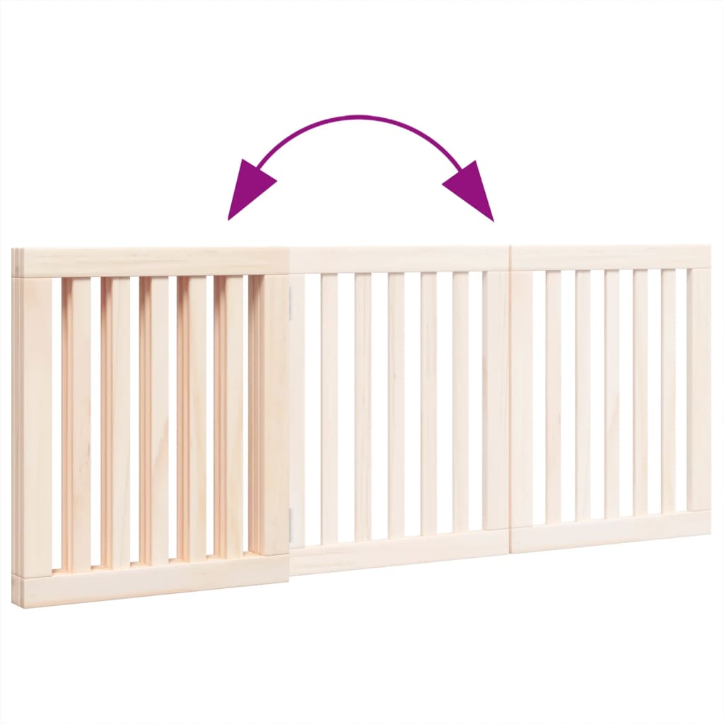 HKM-8088253 Foldable 3-Panel Dog Gate in Poplar Wood - 150 cm Long Activity Barrier