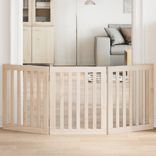 HKM-8088253 Foldable 3-Panel Dog Gate in Poplar Wood - 150 cm Long Activity Barrier