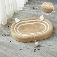 HKM-8089149 Oversized Cat Scratch Board Nest with Thickened Sisal Cushion and Flap Ears