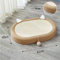 HKM-8089149 Oversized Cat Scratch Board Nest with Thickened Sisal Cushion and Flap Ears