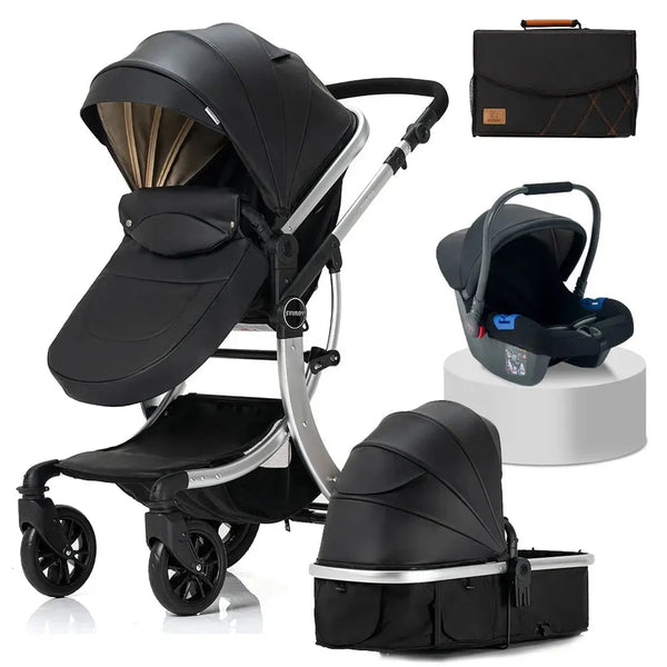 HKM-3808979 3-in-1 Multifunctional Baby Stroller with Car Seat and Baby Carrier UPF 50 Plus Canopy for Newborn to 3 Years
