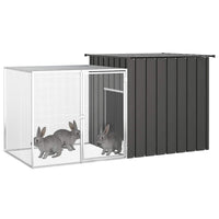 HKM-8090557 Anthracite Galvanized Steel Rabbit Cage 200x91x100 cm with Wire Mesh Enclosure