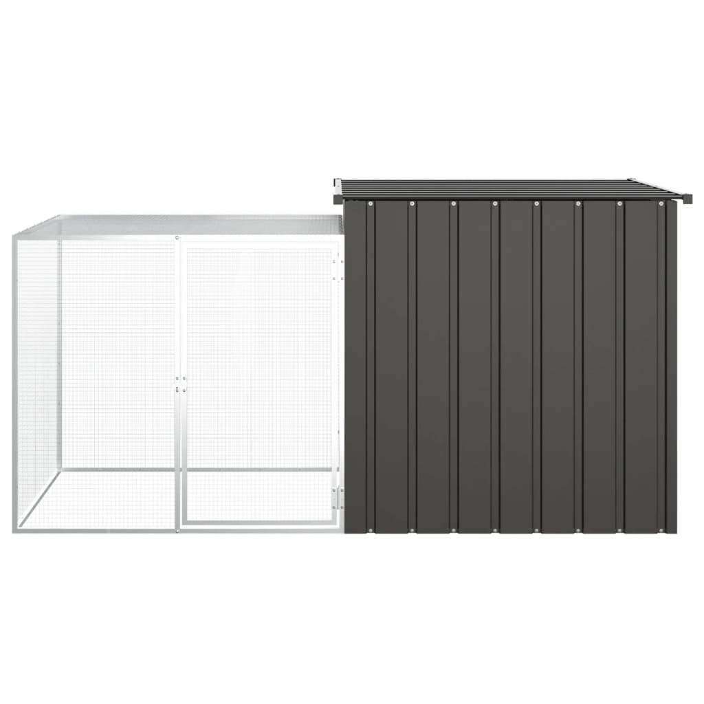 HKM-8090557 Anthracite Galvanized Steel Rabbit Cage 200x91x100 cm with Wire Mesh Enclosure