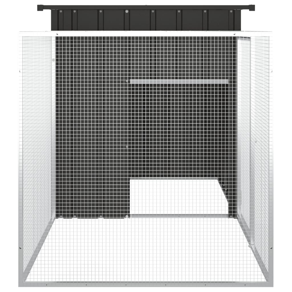 HKM-8090557 Anthracite Galvanized Steel Rabbit Cage 200x91x100 cm with Wire Mesh Enclosure