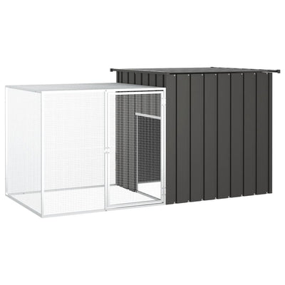 HKM-8090557 Anthracite Galvanized Steel Rabbit Cage 200x91x100 cm with Wire Mesh Enclosure