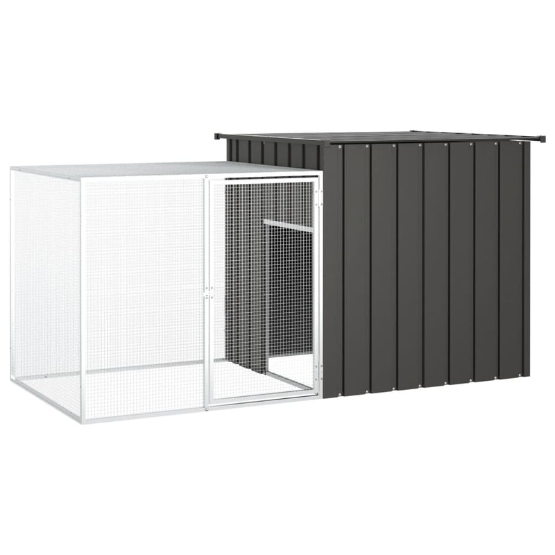 HKM-8090557 Anthracite Galvanized Steel Rabbit Cage 200x91x100 cm with Wire Mesh Enclosure