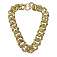 HKM-8091581 Rhinestone-Embellished Geometric Chain Necklace in Gold, Silver, and Rose Gold
