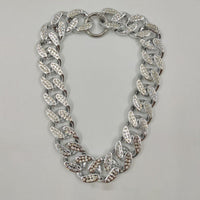 HKM-8091581 Rhinestone-Embellished Geometric Chain Necklace in Gold, Silver, and Rose Gold