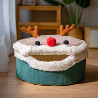 HKM-809235 Cozy Closed Winter Cat House with Removable Washable Lambswool Interior - Elk Style, Small & Large Sizes Available