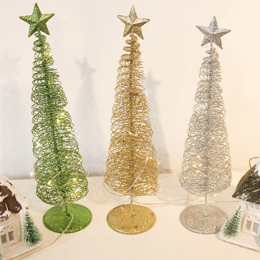 HKM-809235 Light-Up Christmas Tree Ornaments in Vibrant Colors - Wrought Iron Decorations for Festive Cheer