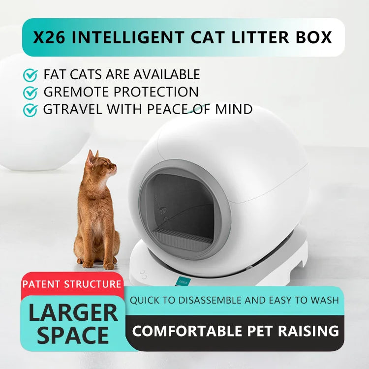 HKM-809235 Smart Self-Cleaning Cat Litter Box for Easy Maintenance - Compatible For Multiple Cats, 9L Capacity