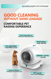 HKM-809235 Smart Self-Cleaning Cat Litter Box for Easy Maintenance - Compatible For Multiple Cats, 9L Capacity