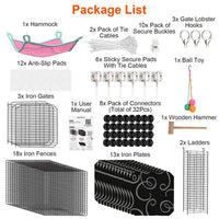 HKM-8092605 3-Tier Indoor Cat Cage Enclosure with Ladder, Hammock, Toy Ball for Cats, Rabbits, and Small Animals