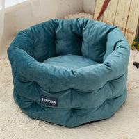 HKM-8092989 Cozy Winter Warm Pet Bed for Cats and Dogs - Medium & Large Sizes in Emerald Blue, Khaki, and Beige