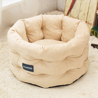 HKM-8092989 Cozy Winter Warm Pet Bed for Cats and Dogs - Medium & Large Sizes in Emerald Blue, Khaki, and Beige