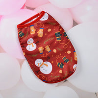 HKM-8093117 Festive Cartoon Pet Vest for Dogs and Cats - Elk and Snowman Print in Red, White, and Green