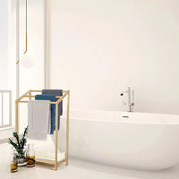 HKM-809363 Natural Bamboo Free Standing Towel Rack for Bathrooms and Toilets