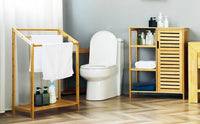 HKM-809363 Natural Bamboo Free Standing Towel Rack for Bathrooms and Toilets
