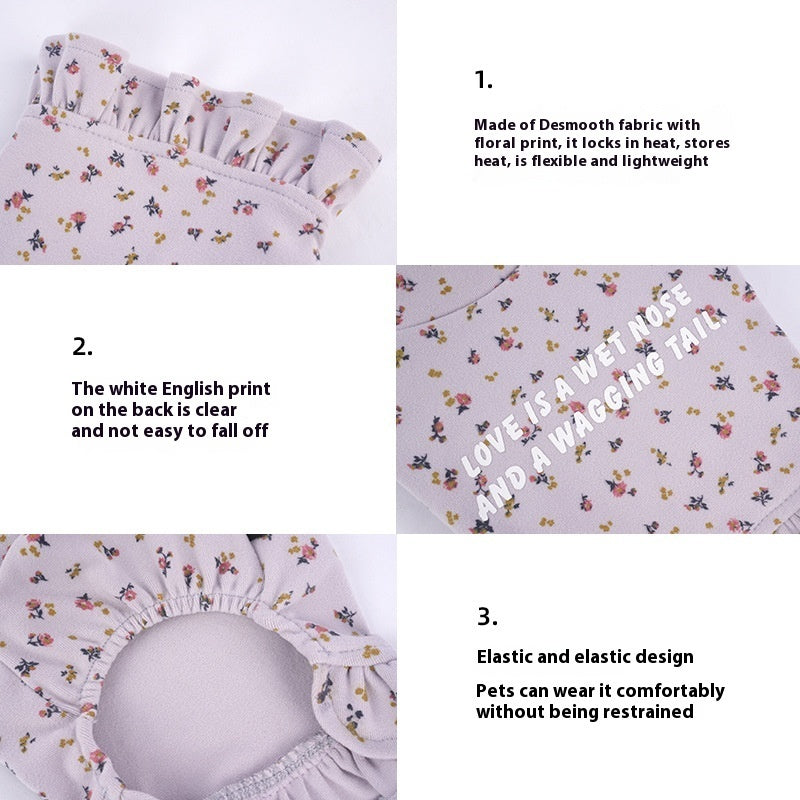 HKM-8094013 Floral Dog Undershirt with Skirt for Small Breeds in Light Purple and Apricot