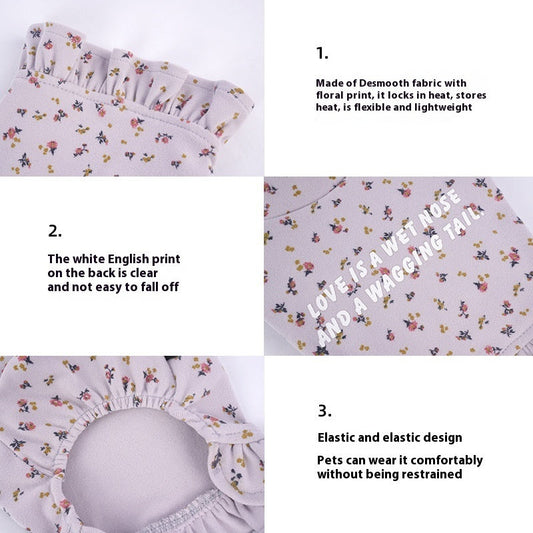 HKM-8094013 Floral Dog Undershirt with Skirt for Small Breeds in Light Purple and Apricot