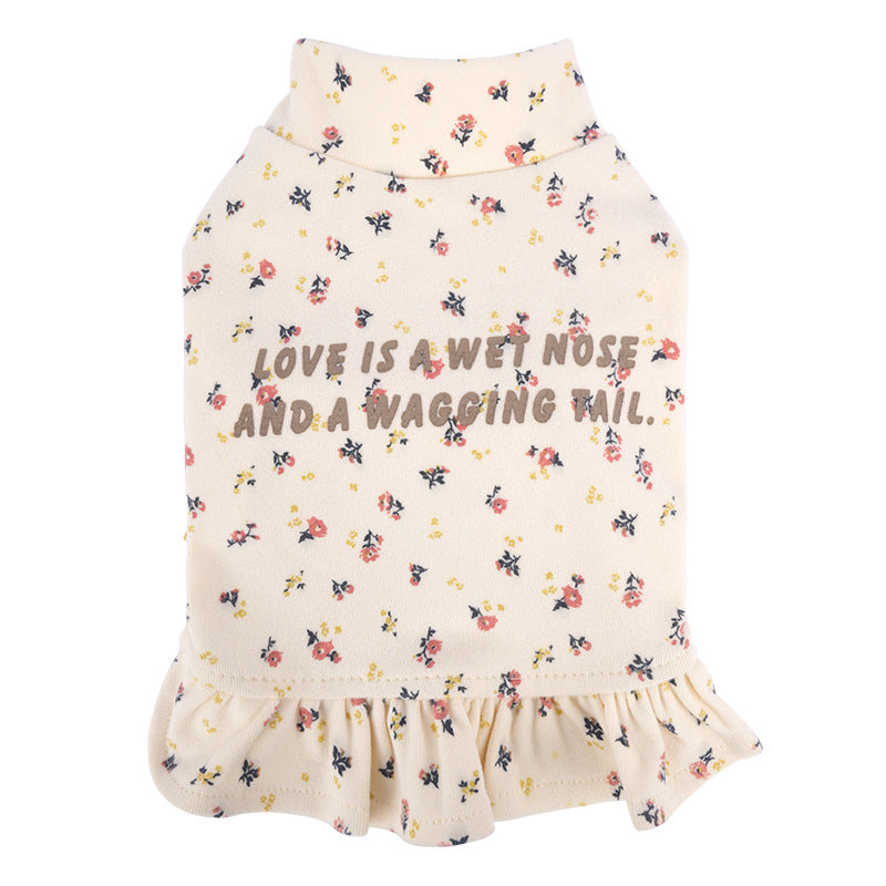 HKM-8094013 Floral Dog Undershirt with Skirt for Small Breeds in Light Purple and Apricot