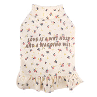 HKM-8094013 Floral Dog Undershirt with Skirt for Small Breeds in Light Purple and Apricot