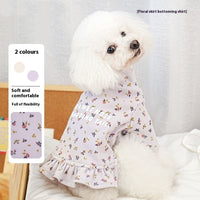HKM-8094013 Floral Dog Undershirt with Skirt for Small Breeds in Light Purple and Apricot