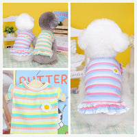 HKM-8094525 Casual Summer Pet Clothing for Small Dogs - Purple and Green Stripes