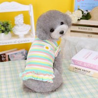 HKM-8094525 Casual Summer Pet Clothing for Small Dogs - Purple and Green Stripes