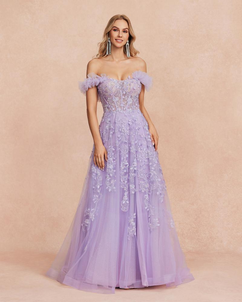 HKM-809491 Elegant Purple Evening Dress for Women - Stylish Formal Wear for Special Occasions