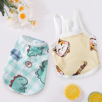 HKM-8095293 Cute Dinosaur and Cat Print Pet Vest for Dogs and Cats - Jersey Material, Multiple Sizes Available