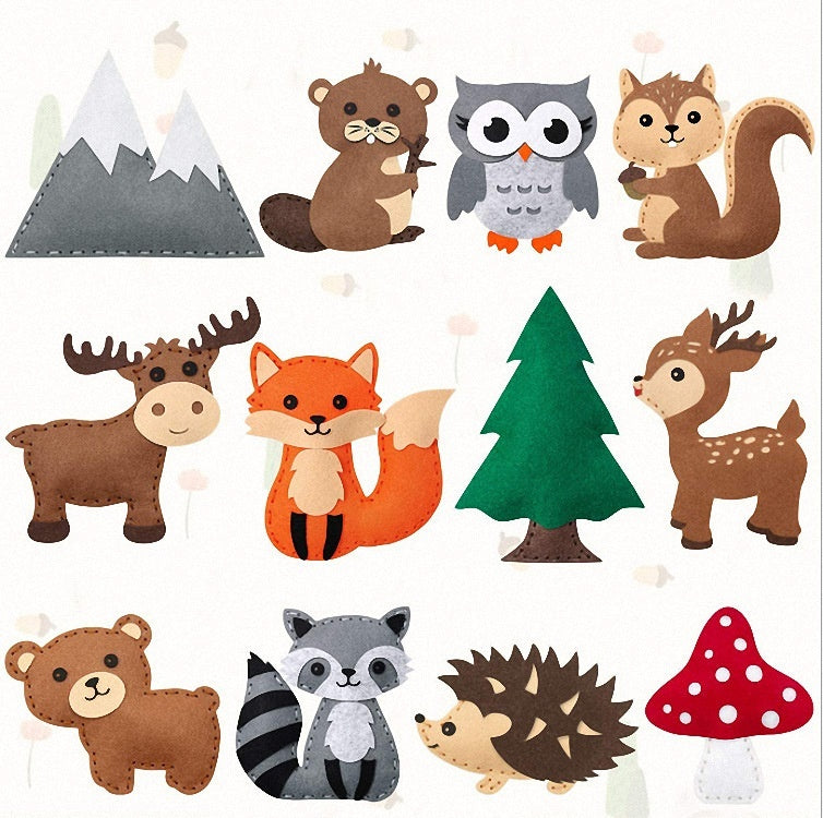 HKM-809619 DIY Children's Educational Sewing Kit - Forest Series Cotton Felt Craft Materials