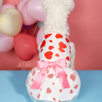HKM-8096317 Love-Themed Full Printed Dress for Dogs and Cats in White and Black