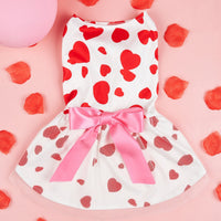 HKM-8096317 Love-Themed Full Printed Dress for Dogs and Cats in White and Black