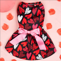 HKM-8096317 Love-Themed Full Printed Dress for Dogs and Cats in White and Black