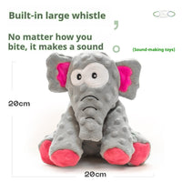 HKM-8097341 Pet Toy - Bite-resistant Plush Stuffed Animal in Green Crocodile, Gray Elephant, and Blue Shark