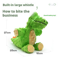 HKM-8097341 Pet Toy - Bite-resistant Plush Stuffed Animal in Green Crocodile, Gray Elephant, and Blue Shark