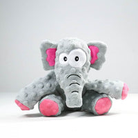 HKM-8097341 Pet Toy - Bite-resistant Plush Stuffed Animal in Green Crocodile, Gray Elephant, and Blue Shark