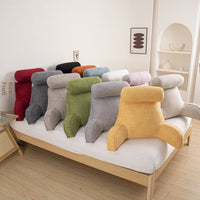 HKM-809747 Cotton and Linen Feeling Bedside Waist Cushion with Round Pillow, Multiple Colors Available