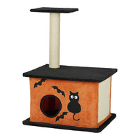 HKM-8097981 Halloween Cat Tree with Spacious Condo, Large Platforms, and Sisal Scratching Post in Orange and Black
