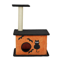 HKM-8097981 Halloween Cat Tree with Spacious Condo, Large Platforms, and Sisal Scratching Post in Orange and Black