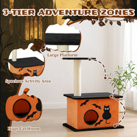 HKM-8097981 Halloween Cat Tree with Spacious Condo, Large Platforms, and Sisal Scratching Post in Orange and Black