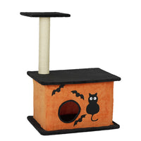 HKM-8097981 Halloween Cat Tree with Spacious Condo, Large Platforms, and Sisal Scratching Post in Orange and Black