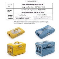 HKM-8098365 Portable Pet Flight Case - Folding Design, Hard PP Material, Small & Large Sizes in Van Gogh Gold and Far Peak Blue