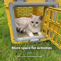 HKM-8098365 Portable Pet Flight Case - Folding Design, Hard PP Material, Small & Large Sizes in Van Gogh Gold and Far Peak Blue