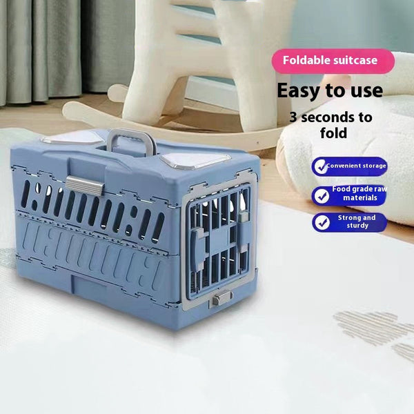 HKM-8098365 Portable Pet Flight Case - Folding Design, Hard PP Material, Small & Large Sizes in Van Gogh Gold and Far Peak Blue