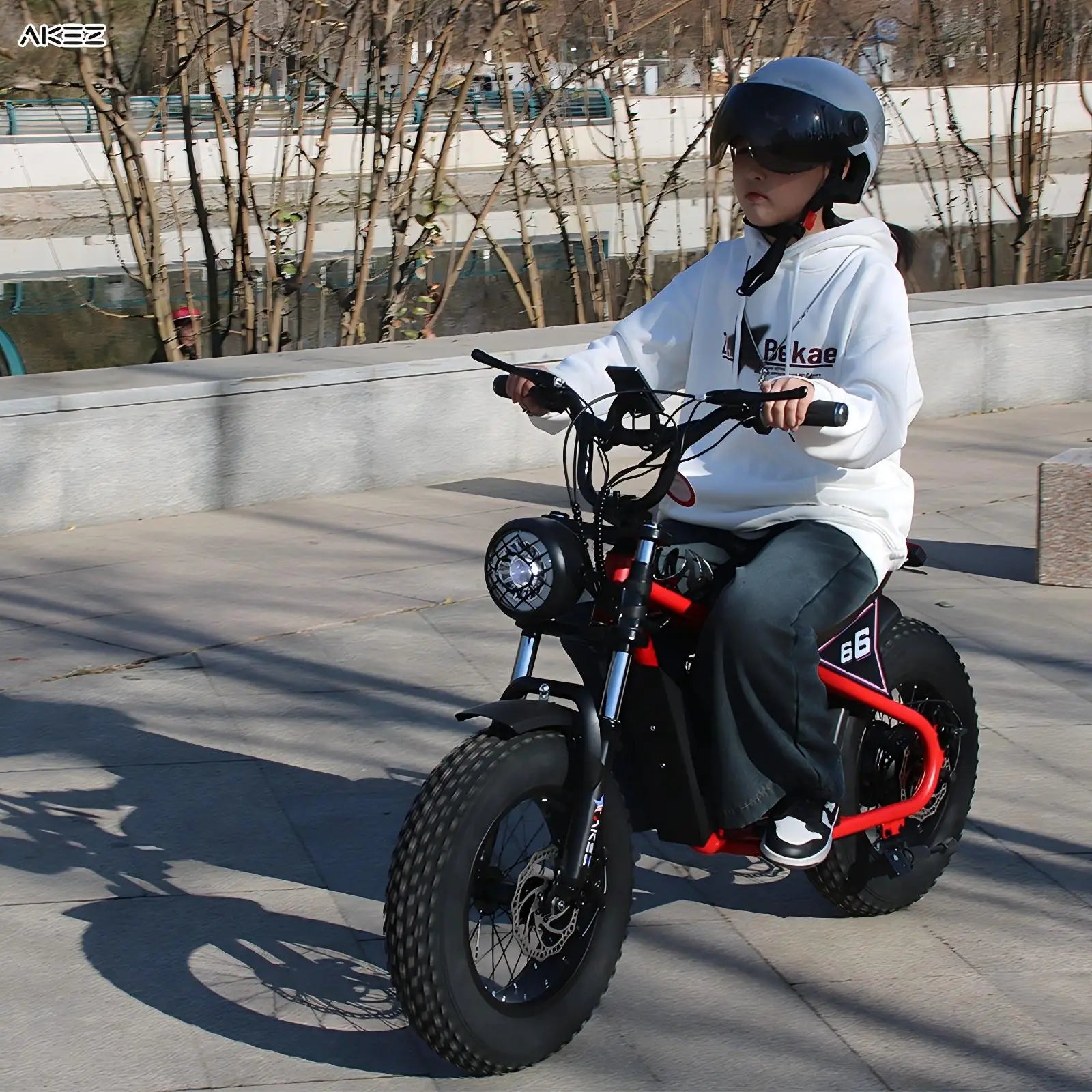 HKM-809875 16 Inch Electric City Bike for Kids with 350W Motor and Lithium Battery, Lightweight Mountain Hybrid Bicycle
