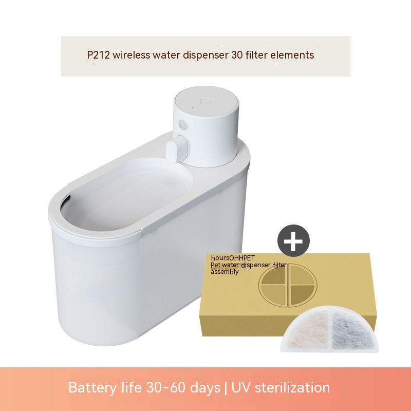 HKM-8100541 Smart Wireless Rechargeable Pet Water Dispenser with 2000ml Capacity and Filters