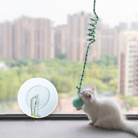 HKM-8101949 Kittens' Fun Spring Toy with Bell and Inflatable Ball – Suction Cup Design for Door Hanging